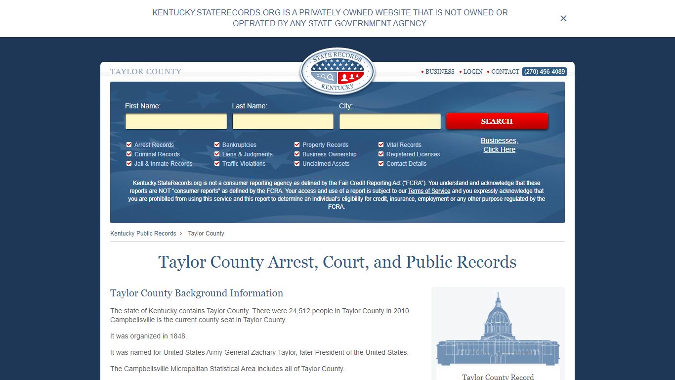 Taylor County Arrest, Court, and Public Records